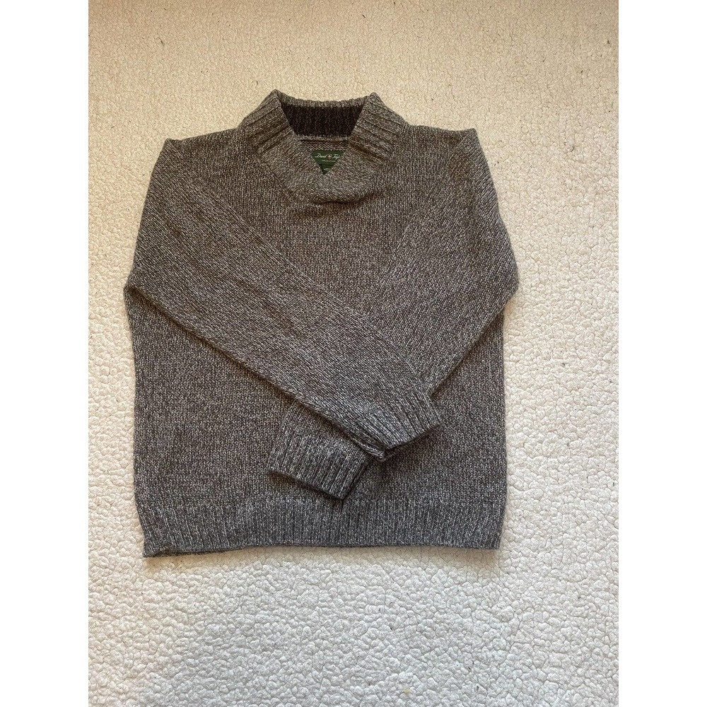 David Taylor Knit Golf Pullover Sweater Shawl Collar Size Medium Gray